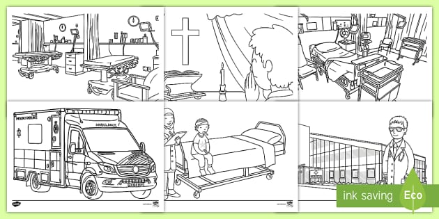 The hospital aistear colouring sheets teacher made