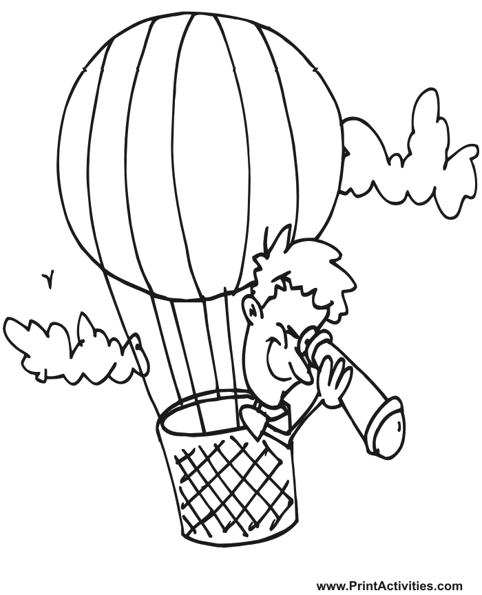 Hot air balloon coloring page balloon with rider