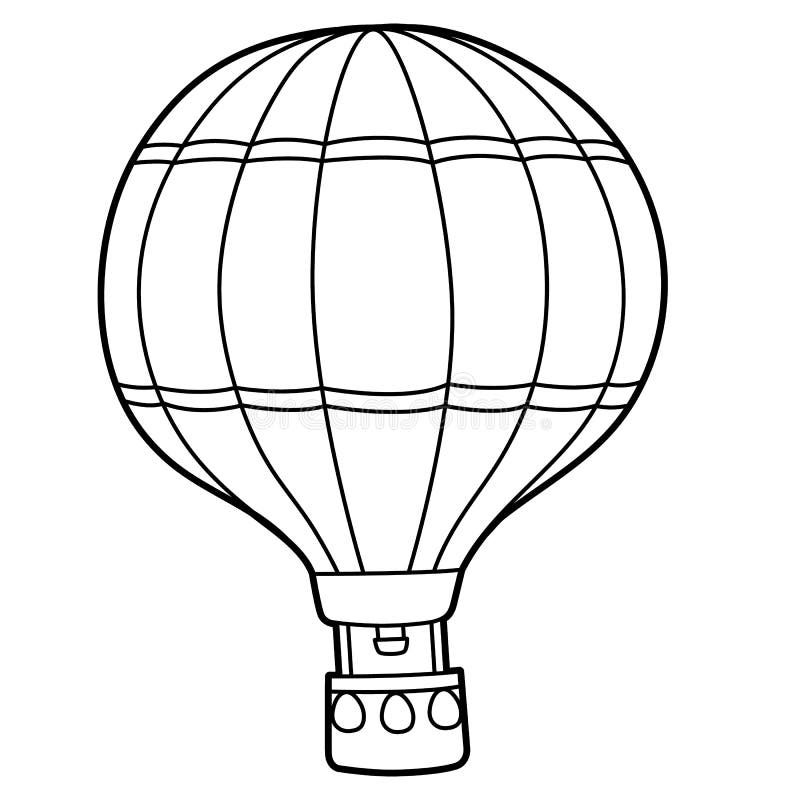 Hot air balloon coloring page isolated for kids stock vector