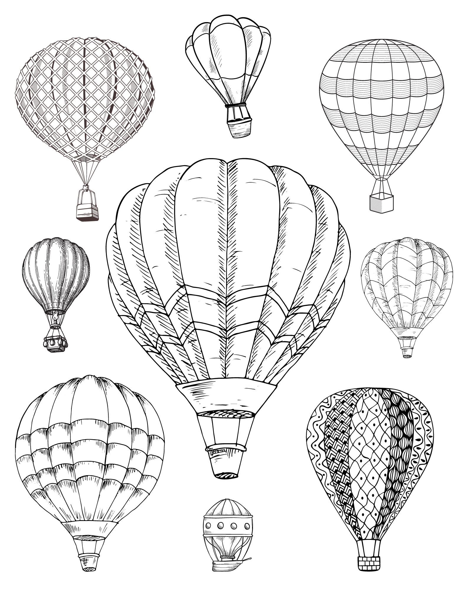 Hot air balloon coloring pages