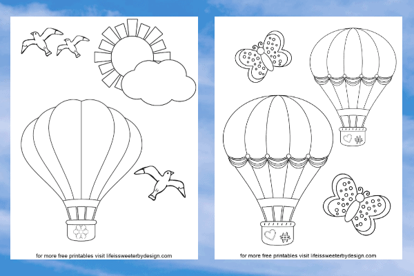 Hot air balloon coloring pages