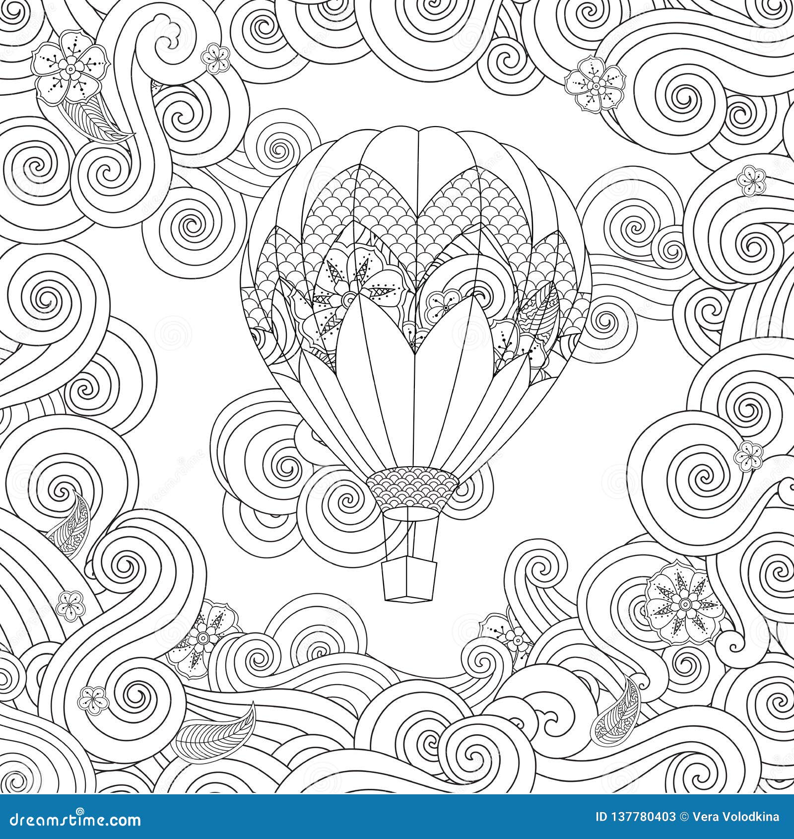 Coloring hot air balloon stock illustrations â coloring hot air balloon stock illustrations vectors clipart