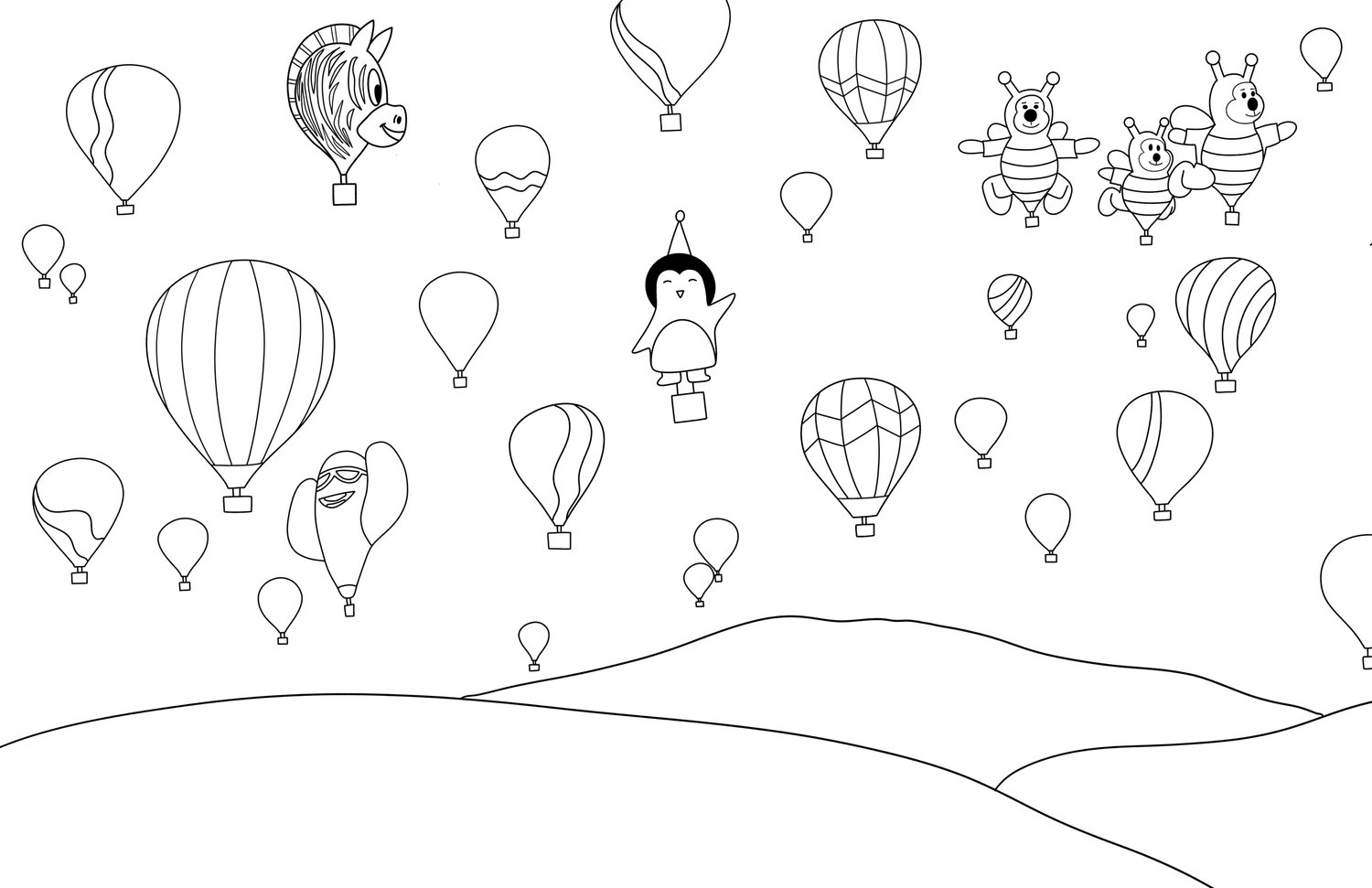 Hot air balloon fiesta loring page digital â the doodle shop