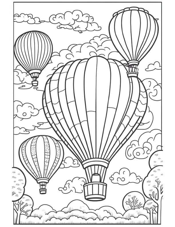 Hot air balloon coloring pages