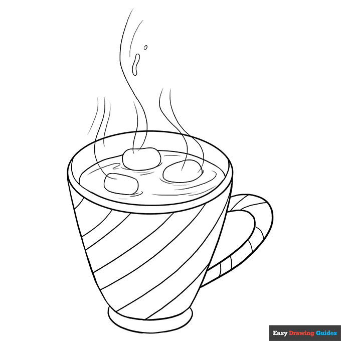 Hot chocolate coloring page easy drawing guides