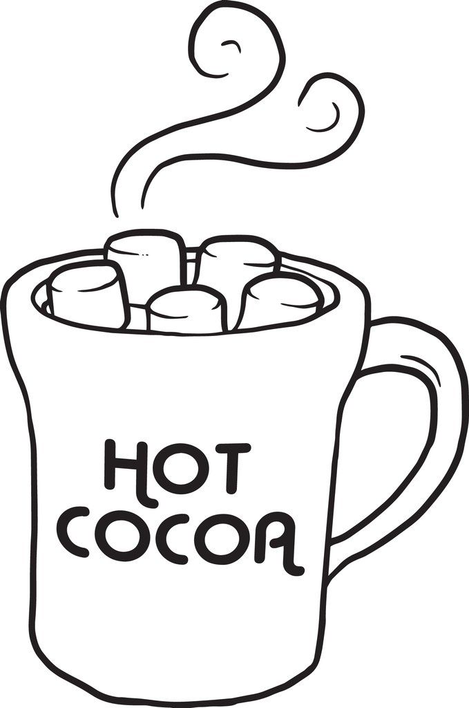 Printable hot chocolate winter coloring page for kids hot chocolate printable coloring pages for kids christmas pictures kids