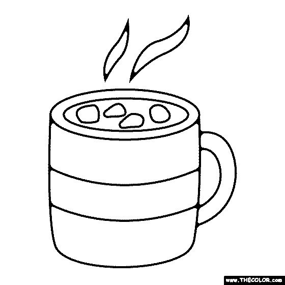 Hot chocolate with arshallows coloring page