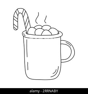 Christmas hot cocoa coloring page for adults stock vector image art