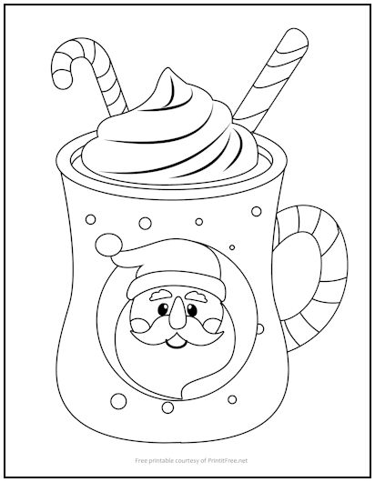 Santa cocoa cup coloring page print it free