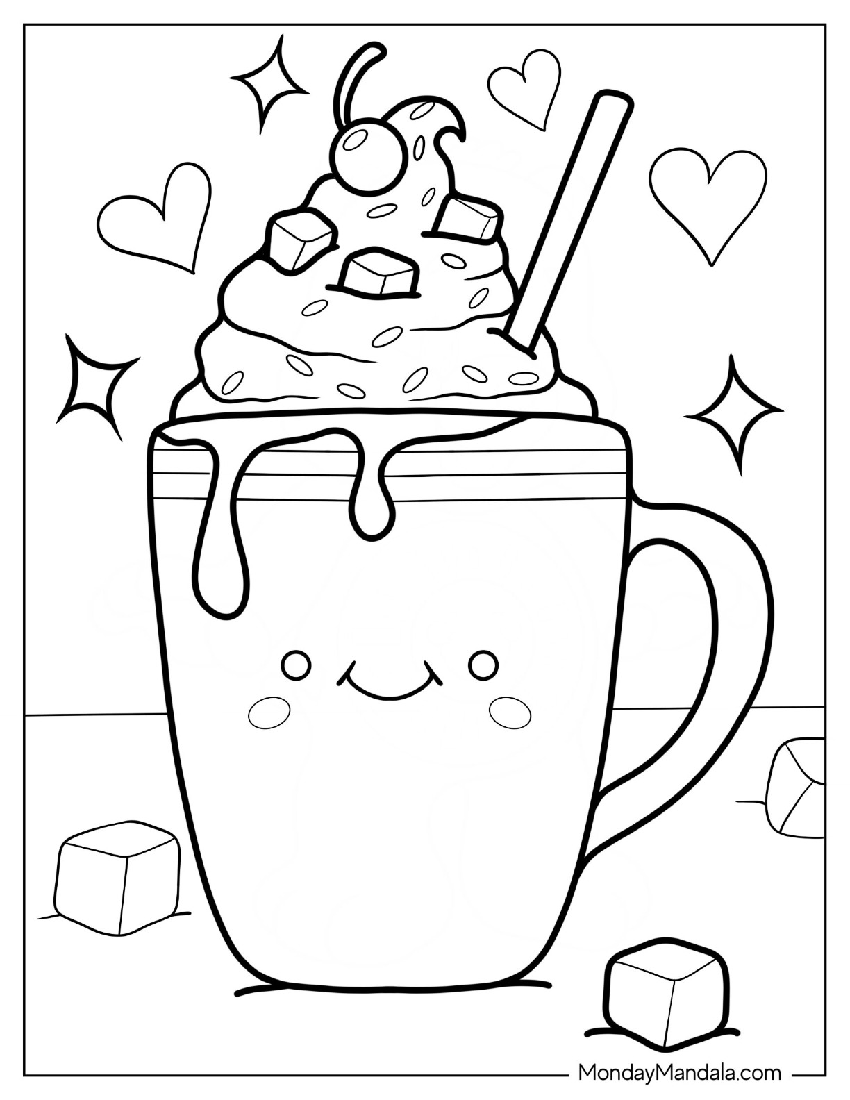 Hot chocolate coloring pages free pdf printables