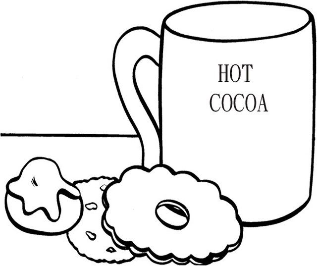 Hot chocolate with biscuits coloring picture coloring pages food coloring pages coloring pages for kids