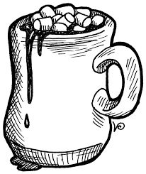 Hot cocoa clipart black and white