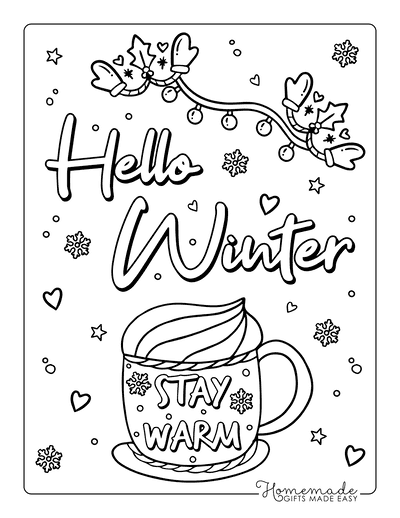 Free printable winter coloring pages for kids adults