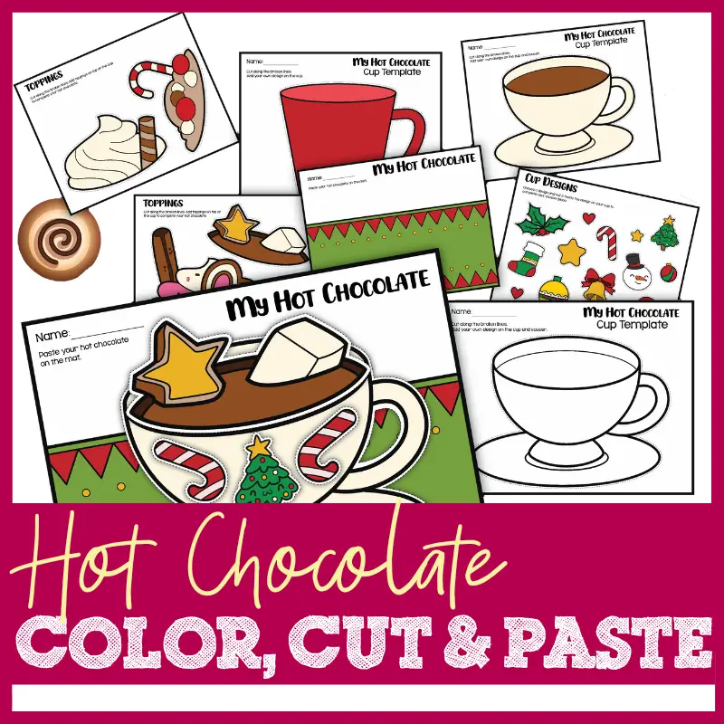 Hot chocolate cut paste hot chocolate coloring pages