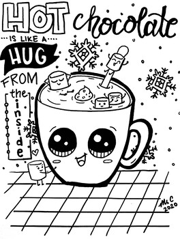 Hot chocolate winter coloring sheet by art with ms c tpt