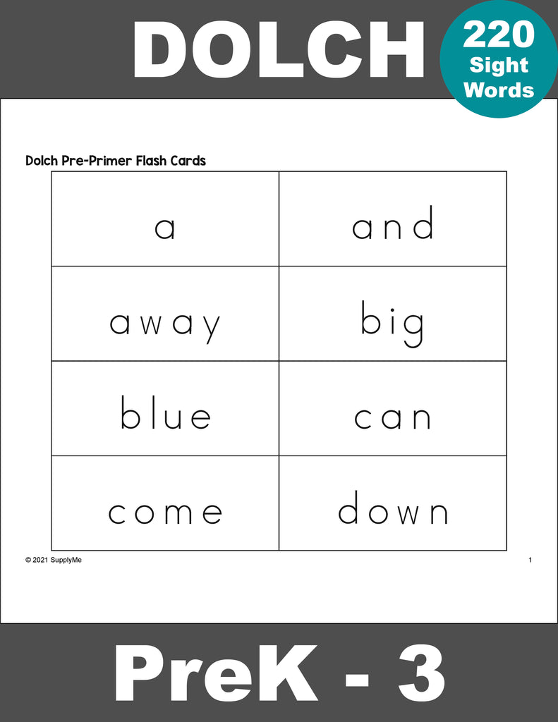 Sight word flash cards variations all dolch sight words grade â