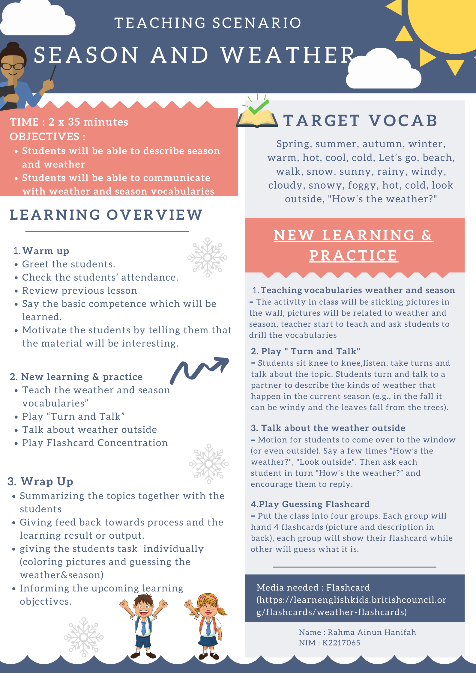 Teaching vocabulary weather and season lesson plans