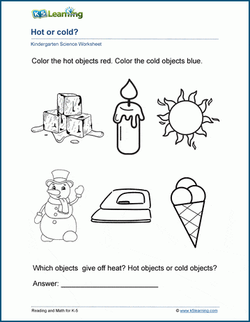 Hot or cold worksheets k learning