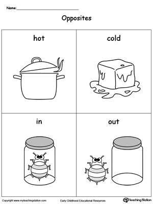 Free opposites flashcards hot cold in out