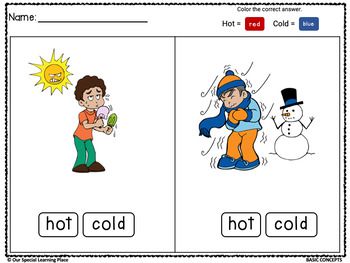 Basic concepts hot and cold basic concepts exercise for kids learning place