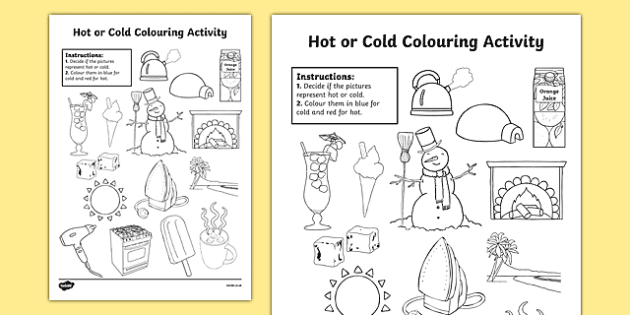 Hot and cold worksheet