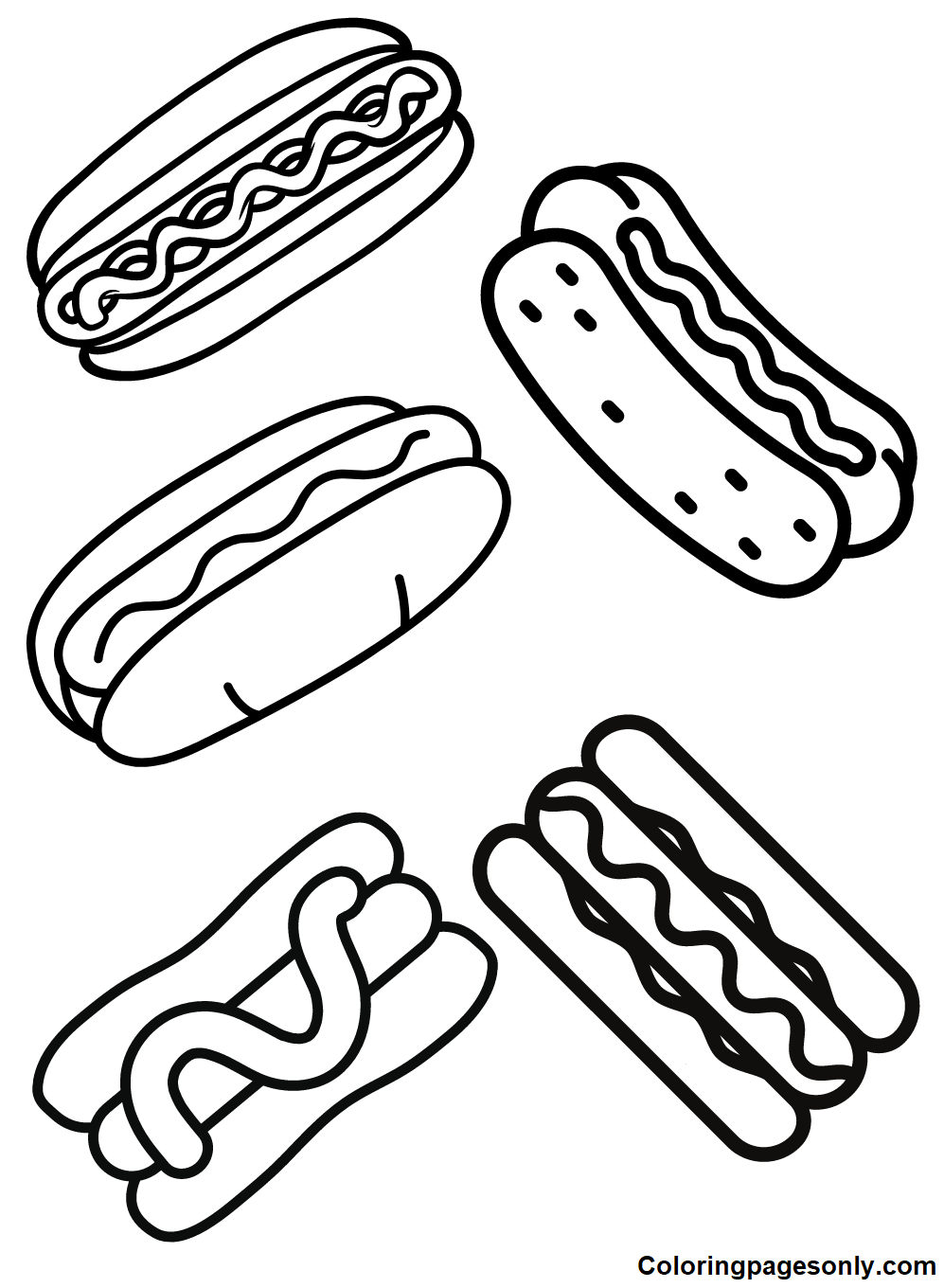 Hot dog coloring pages printable for free download