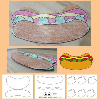 Hot dog craft camping activities summer bun food picnic coloring cut paste end