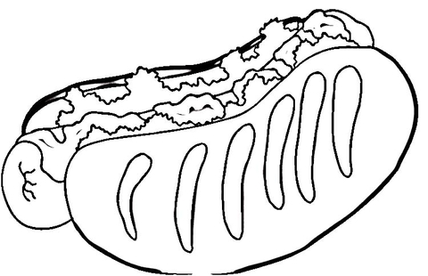 Tasty hot dog coloring page free printable coloring pages