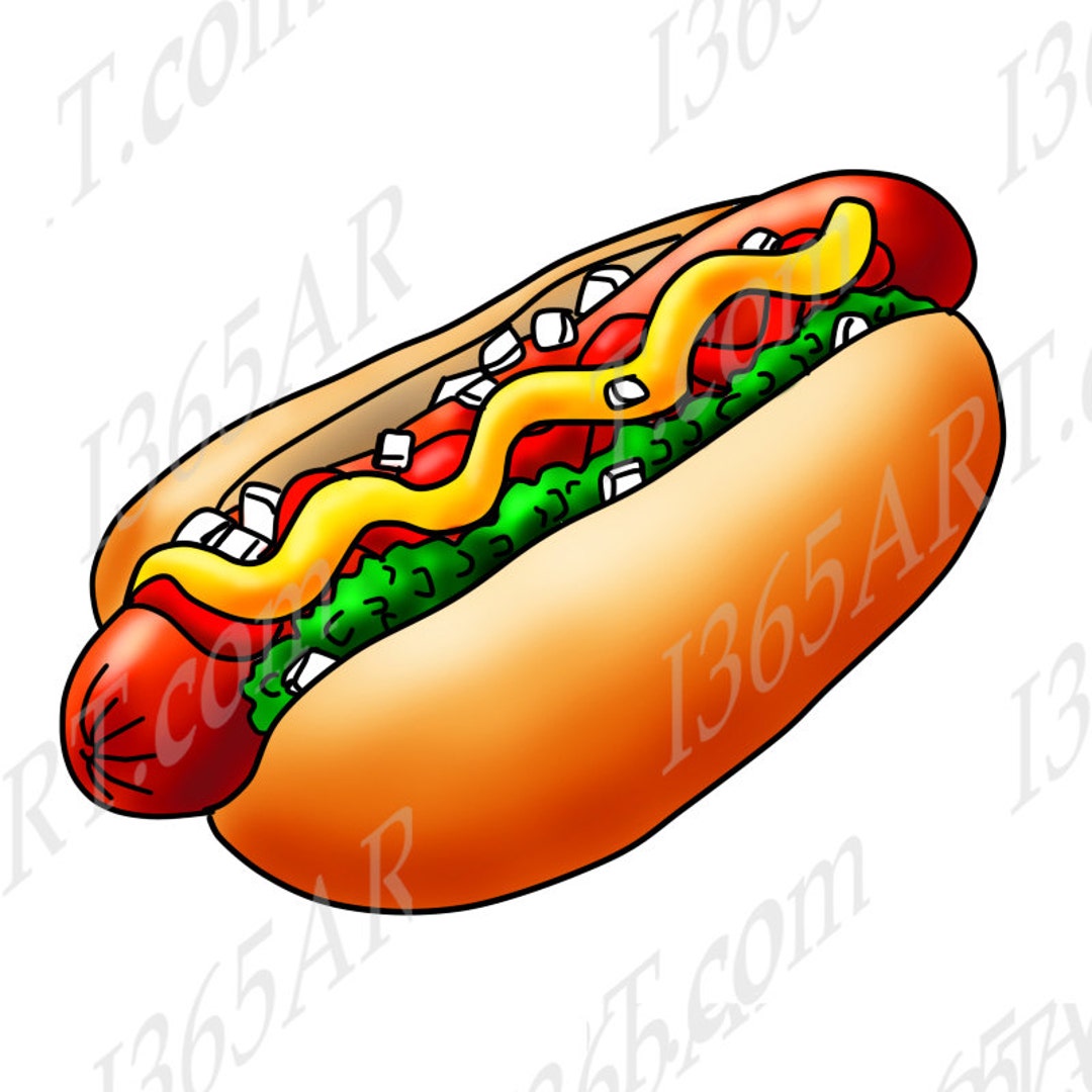 Buy get free hot dog clipart illustration digital scrapbooking fast food coloring page food clipart digital stamp jpeg png