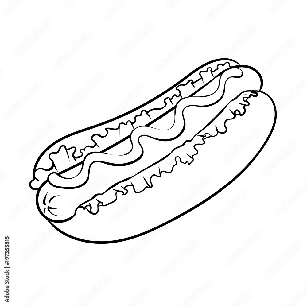 Hot dog coloring book vector illustration vector