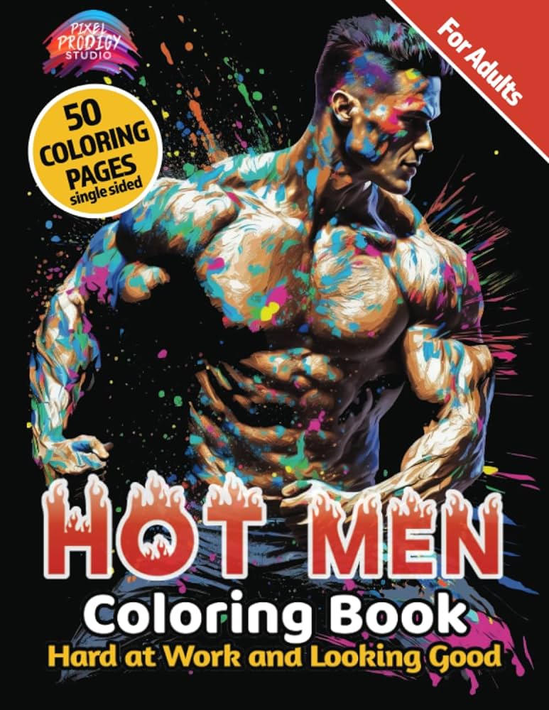 Hot men coloring book for adults hard at work and looking good de