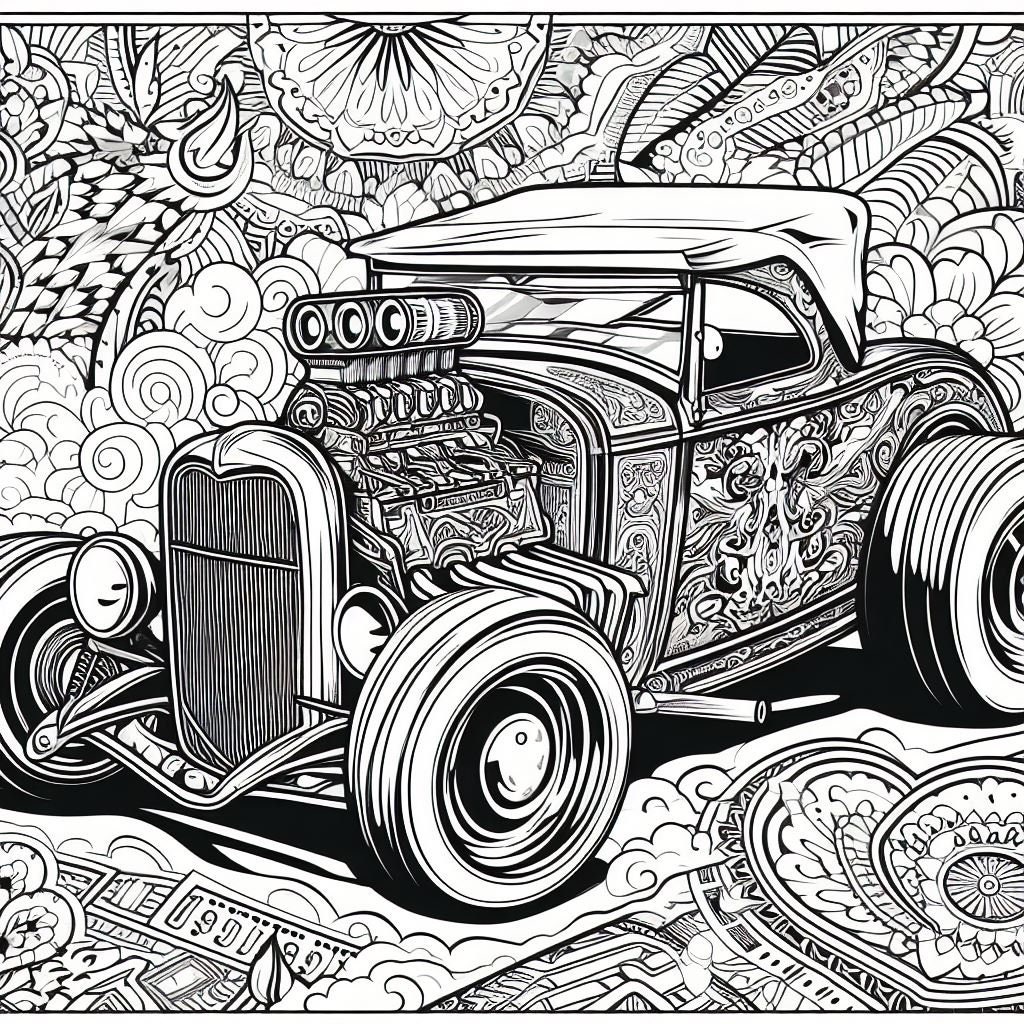 Hot rod coloring page