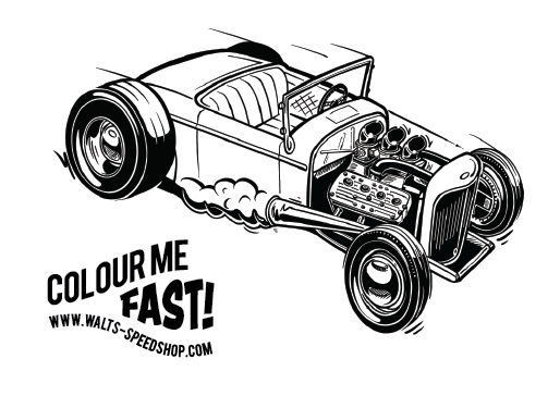 Free hot rod colouring sheets â walts speedshop