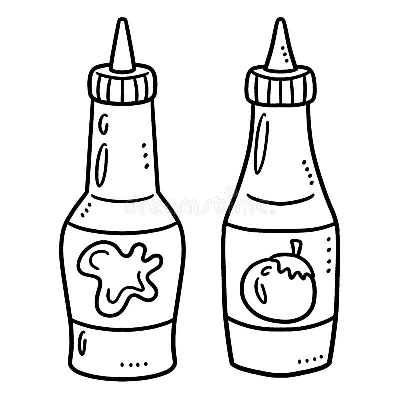 Sauce bottle isolated coloring page for kids stock vector