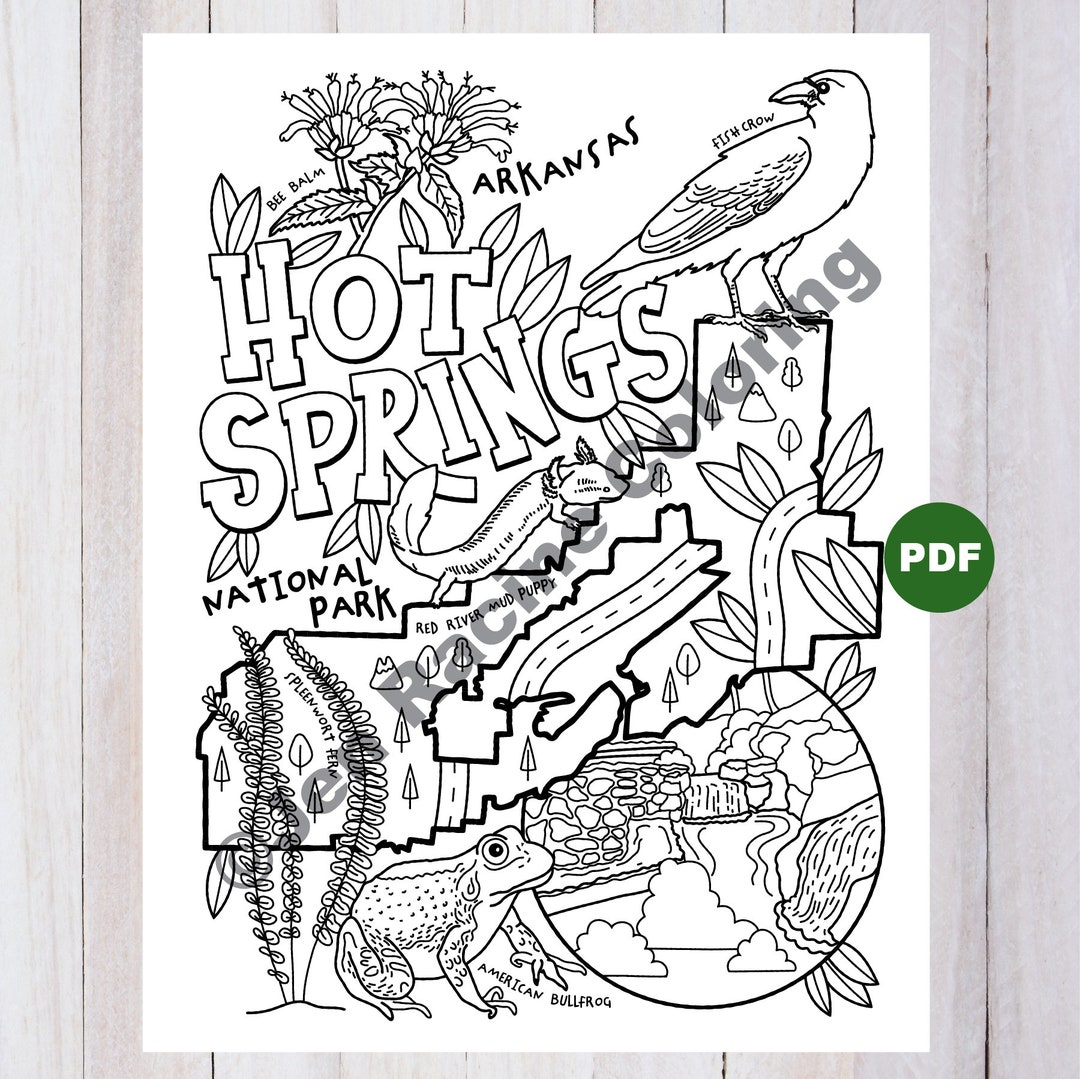 Hot springs national park coloring page