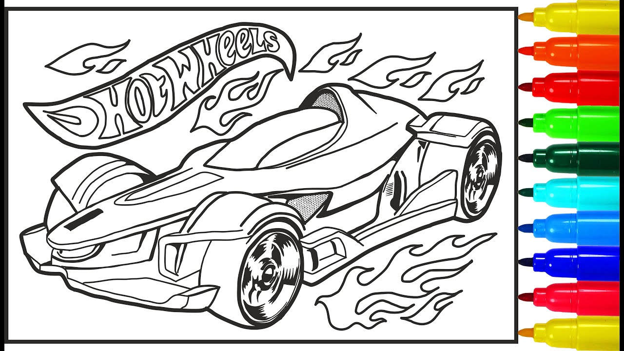 Hot wheels speed car coloring pages