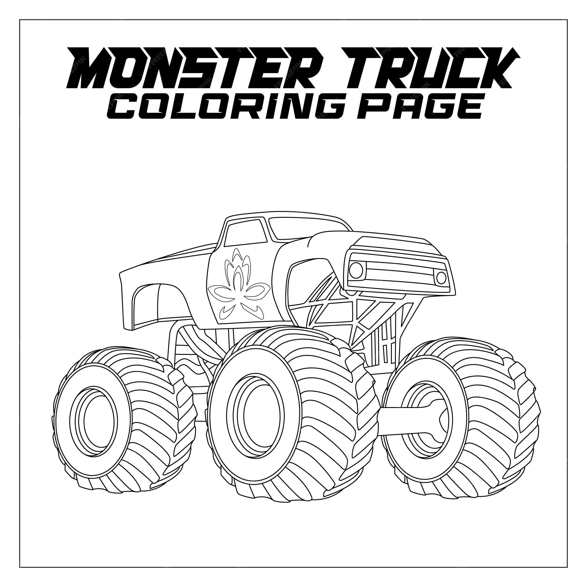 Premium vector monster truck coloring page for kids monster truck para colorir