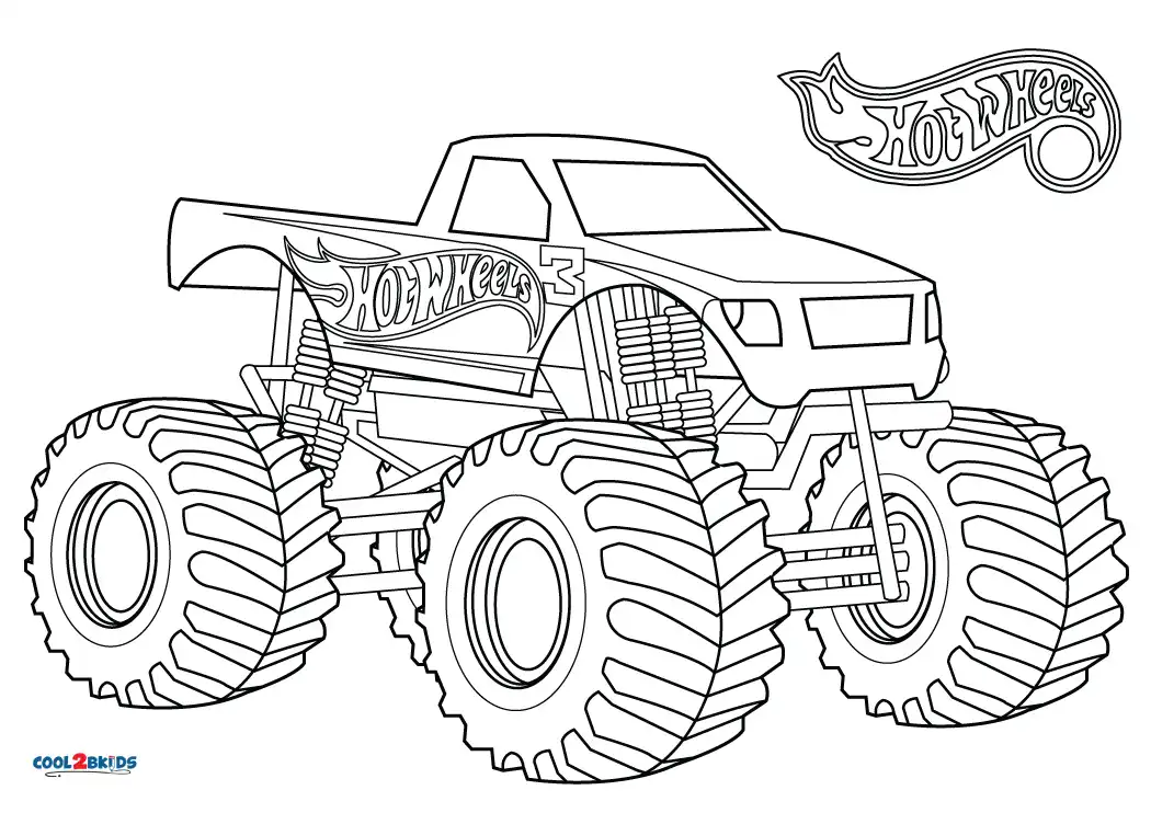 Free printable hot wheels monster truck coloring pages for kids