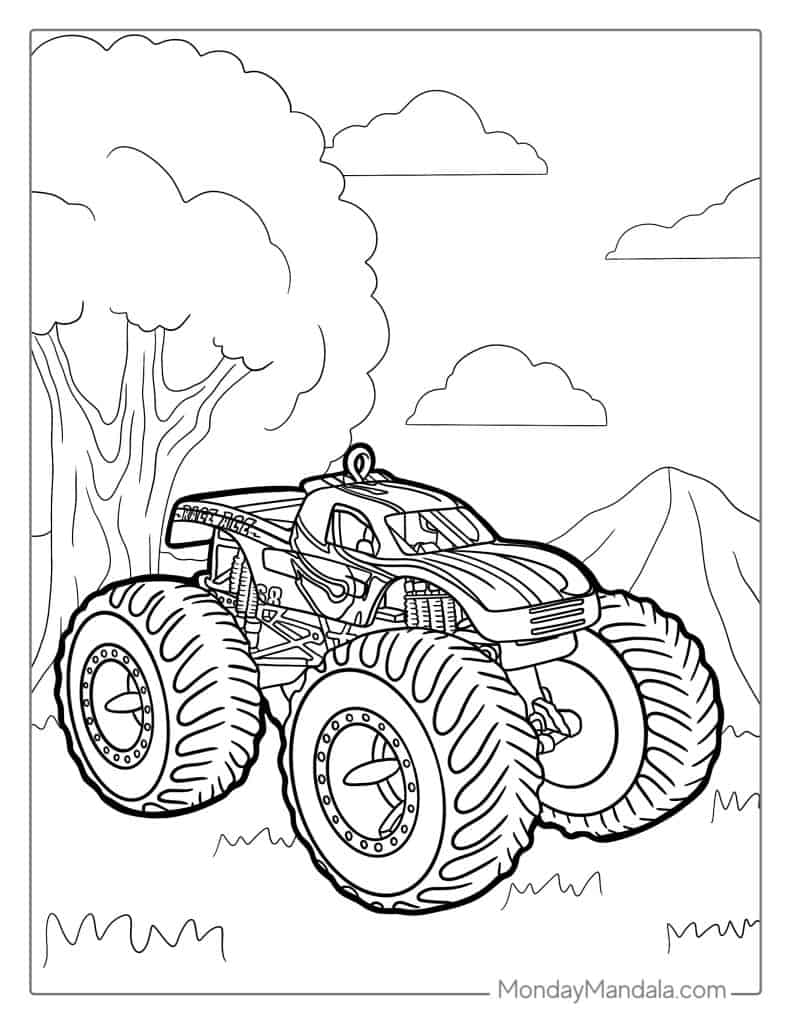 Monster truck coloring pages free pdf printables