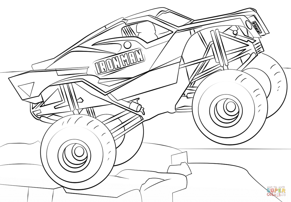 Iron man monster truck coloring page free printable coloring pages