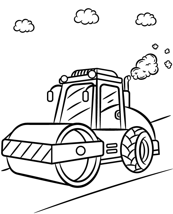 Printable coloring page road roller