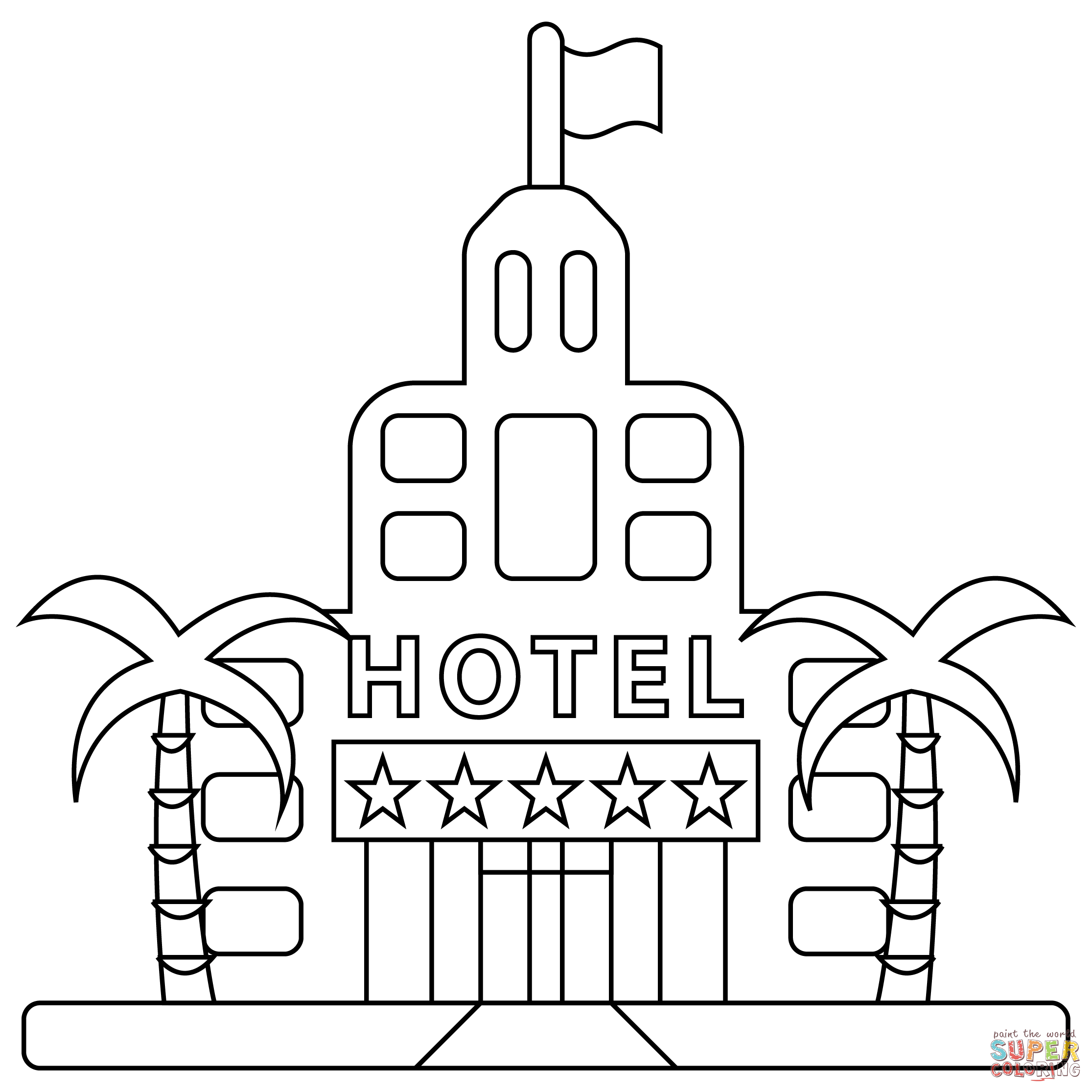 Hotel coloring page free printable coloring pages