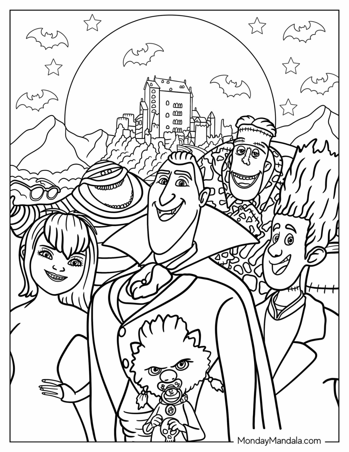 Hotel transylvania coloring pages free pdf printables