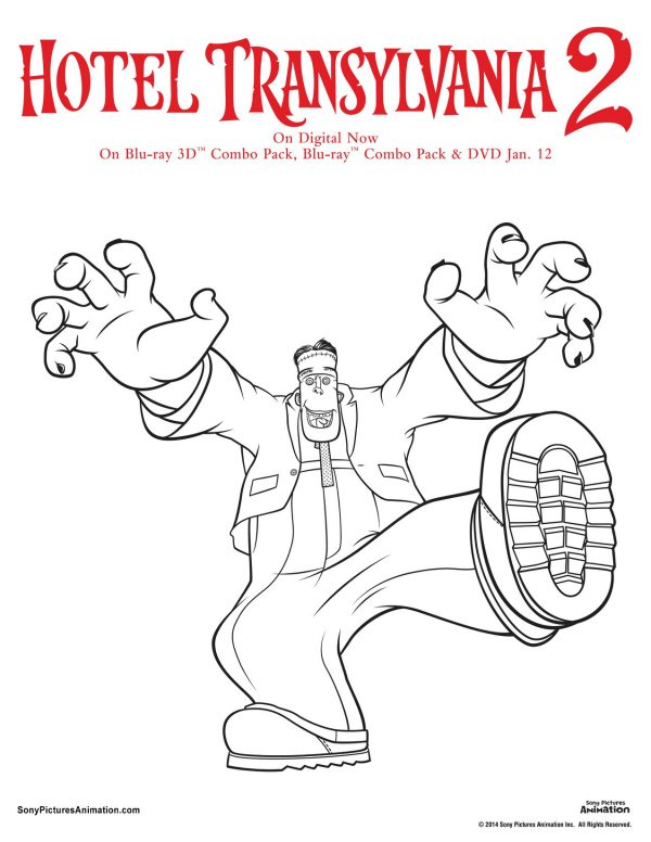 Free hotel transylvania printable frank coloring page