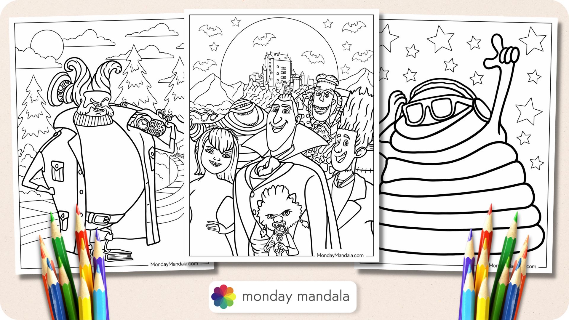 Hotel transylvania coloring pages free pdf printables