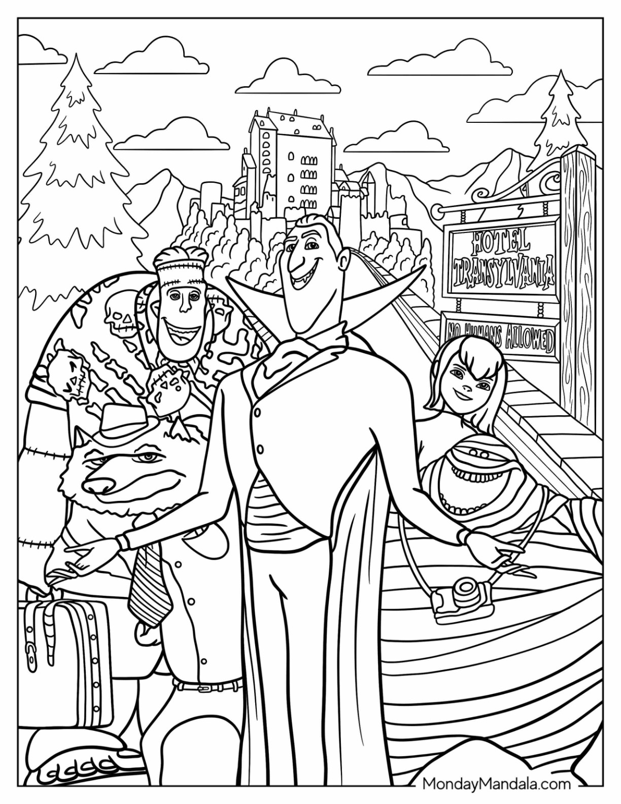 Hotel transylvania coloring pages free pdf printables