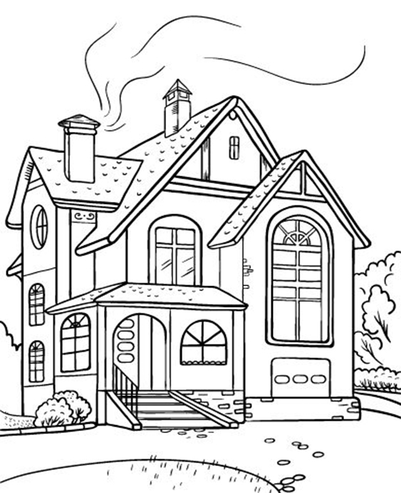 Free easy to print house coloring pages