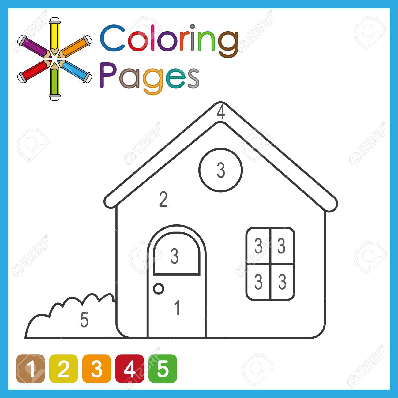 Coloring page for kids color the parts of the object according to numbers color by numbers activity pages royalty free svg cliparts vectors and stock illustration image