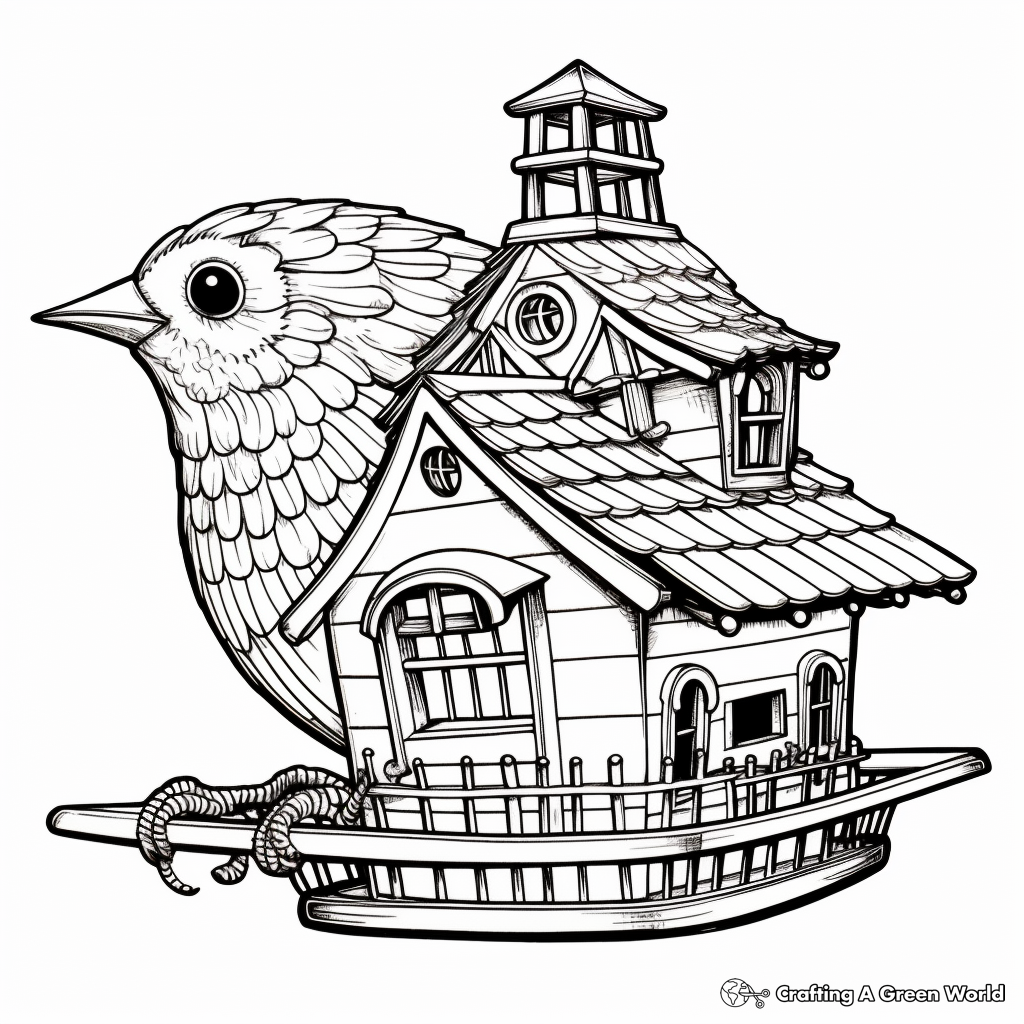 Bird cage coloring pages