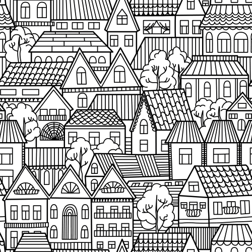 Houses coloring page